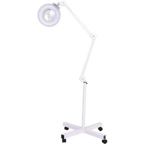 16X Foldable Floor Standing Magnifier Lamp with LED Light for Salon, Tattoo, Eyelash, and Dental Use