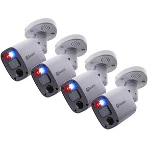 Swann Security Camera System, 4-Pack, Outdoor Surveillance Cameras with LED Lights, Mounting Kit and Cables (Renewed)