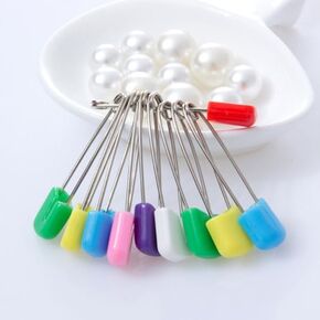 24Pcs Baby Diaper Pins Stainless Steel 2.0inch Plastic Head Baby Safety Pins for Nappy with Locking Closures