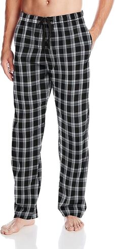 بنطلون بيجامة منسوج للرجال من Hanes، أسود منقوش، X-Large in Kuwait