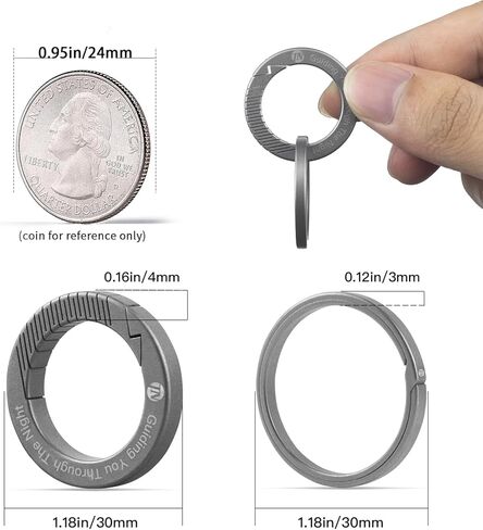 ThruNite Titanium Keychain Rings, Split Side Pushing Key Rings Bulk, 2PCS 30mm Heavy Duty Key Ring for Home Car Office Keys Attachment, 30mm in Kuwait