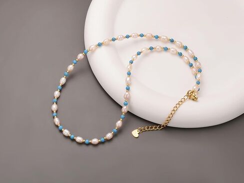 Aleasha الأخضر قلادة لؤلؤ المياه العذبة ستراند عقد ذهب 16 "داينتي كريستال قلادة اللؤلؤ الصغيرة للنساء هدايا مجوهرات in Kuwait