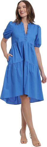 London Times Women's Short Sleeve Ruffle V-Neck Tiered Hi-Low Tent Dress in Saudi Arabia