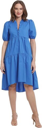 London Times Women's Short Sleeve Ruffle V-Neck Tiered Hi-Low Tent Dress in Saudi Arabia