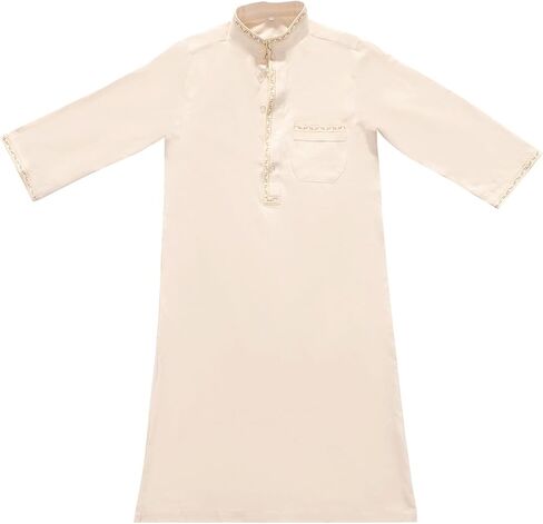 الأطفال العربيين من أجل الأولاد المسلمين ثوب الأكمام الطويلة Kaftan المطرزة 𝐑 Obe الإسلامي الصلاة لباس الزي رمضان in Kuwait