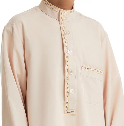 الأطفال العربيين من أجل الأولاد المسلمين ثوب الأكمام الطويلة Kaftan المطرزة 𝐑 Obe الإسلامي الصلاة لباس الزي رمضان in Kuwait