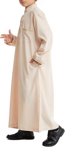 الأطفال العربيين من أجل الأولاد المسلمين ثوب الأكمام الطويلة Kaftan المطرزة 𝐑 Obe الإسلامي الصلاة لباس الزي رمضان in Kuwait