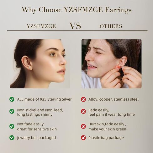 YZSFMZGE أقراط بار للنساء 925 فضة بار أقراط هيبوالرجينيك الحد الأدنى لذيذ الكلاسيكية عالية مصقول بار أقراط مجوهرات هدية للنساء الفتيات in Kuwait
