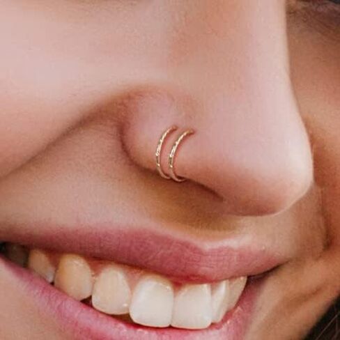 LAOPAZ 14K Gold Filled Simple Nose Ring - 20 Gauge Thin Nose Hoop - Hypoallergenic Tiny Nose Jewelry - 8mm Diameter 0.3 Inches Small Nose Piercings in Saudi Arabia