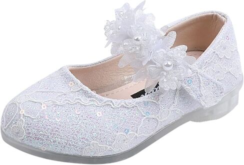 Toddler Flower Girl Dress Shoes Rhinstones Pearls Mary Jane Ballet Flats Wedding Party Toddler Kids Princess Shoes in Saudi Arabia