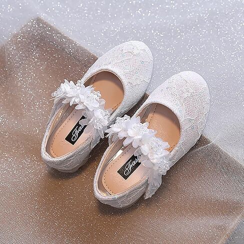 Toddler Flower Girl Dress Shoes Rhinstones Pearls Mary Jane Ballet Flats Wedding Party Toddler Kids Princess Shoes in Saudi Arabia