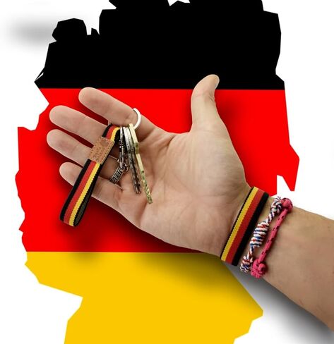 Germany Bracelet, Germany Elastic Flag Bracelet for Men and Women, German Bracelet with Leather Stamp in Saudi Arabia