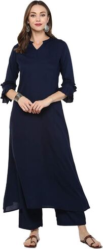 Idalia Pink Printed Cotton Kurta Set with Dupatta - Best Festive and Party Ethnic Wear - 3/4th Sleeve, Round V-neck, Calf Length Straight Kurta in Kuwait