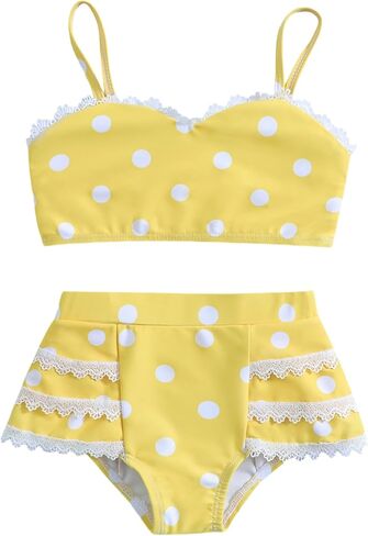Little Girls Two Pieces Swimsuits Cute Ruffle Bikini Set Hawaiian Beach Sport Bathing Suit Set Pool Swimwear in Kuwait