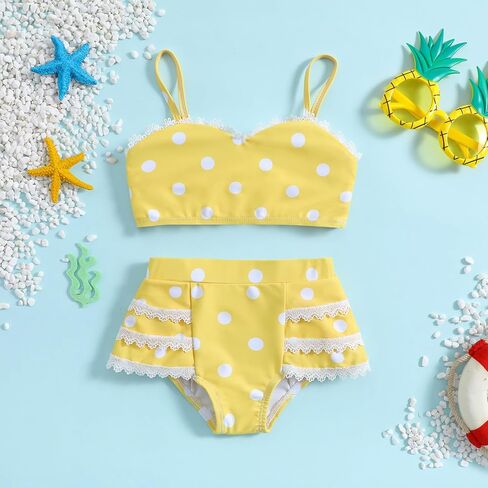 Little Girls Two Pieces Swimsuits Cute Ruffle Bikini Set Hawaiian Beach Sport Bathing Suit Set Pool Swimwear in Kuwait