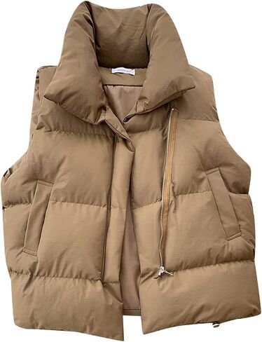 SHAOBGE Jacket and Coat for Women 2022 Autumn Winter Ladies Oversized Solid Puff Padded Vest Popular Coat in Kuwait