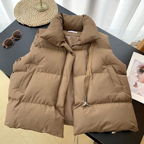 SHAOBGE Jacket and Coat for Women 2022 Autumn Winter Ladies Oversized Solid Puff Padded Vest Popular Coat in Kuwait