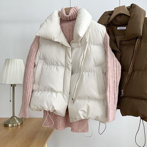 SHAOBGE Jacket and Coat for Women 2022 Autumn Winter Ladies Oversized Solid Puff Padded Vest Popular Coat in Kuwait