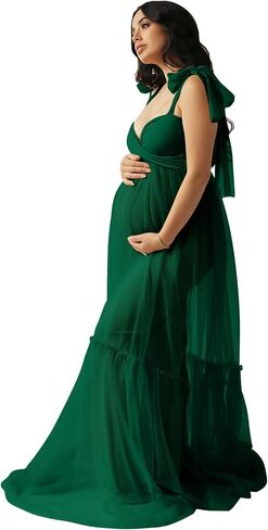 Changuan Sheer Tulle Maternity Dresses for Photoshoot V Neck Spaghetti Starp Bridal Lingerie Pregnancy Gowns for Baby Shower in Saudi Arabia