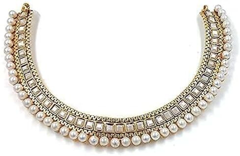 Aheli Ethnic Faux Kundan Pearl Bridal Choker Necklace Indian Traditional Bollywood Jewelry Set with Earrings for Women Girls (Red) in Saudi Arabia