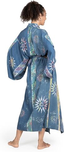 رداء أزرق حريمي من NOVICA مطبوع عليه Batik طويل، أزرق داكن (مقاس واحد يناسب معظم الأشخاص) in Saudi Arabia