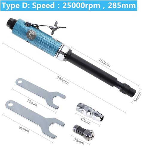 1/4 inch Pneumatic Die Grinder Machine Air Compressor Grinding Tool 22000RPM/25000RPM Mill Engraving Polishing Tool Kit (Color : 25000RPM 285mm) in Saudi Arabia