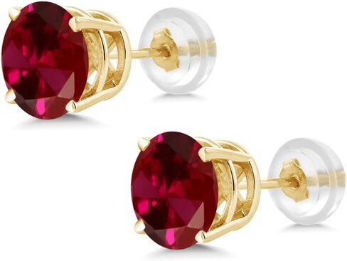 Gem Stone King 14K Yellow Gold Sky Blue Topaz Stud Earrings with Comfort Back For Women (1.00 Cttw, Gemstone Birthstone, Round 5MM) in Saudi Arabia