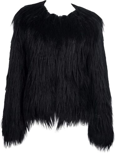 JEsilunmaMY Women's Fluffy Shaggy Fur Coat Long Sleeve Cardigan Warm Winter Overcoat Plus Size Solid Color Thicken Jacket in Saudi Arabia
