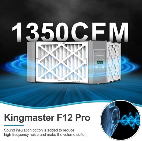 360 Degree Woodshop Air Filtration System Woodworking - 1050/1350 CFM, with Remote Control and Strong Vortex Fan, Hanging Mode for Garage Works Shop, Shop Dust Collectors, Kingmaster F12 in Saudi Arabia