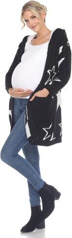 White Mark Women's Star Print Print Withed Front Front Coat مع جيوب أمامية in Kuwait