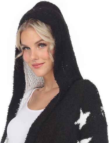 White Mark Women's Star Print Print Withed Front Front Coat مع جيوب أمامية in Kuwait