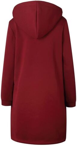 Muyise Women's Casual Zip Up Long Hoodies Tunic Sweatshirt Winter Warm Long Sleeve Hooded Outerwear Jacket Coat with Pockets in Saudi Arabia