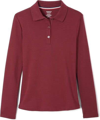 French Toast -girls Long Sleeve Interlock With Picot Collar (Standard & Plus) Polo Shirt, Burgundy, 6 Years US in Saudi Arabia