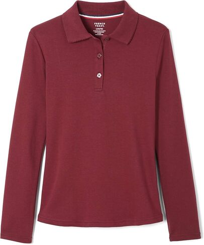 French Toast -girls Long Sleeve Interlock With Picot Collar (Standard & Plus) Polo Shirt, Burgundy, 6 Years US in Saudi Arabia