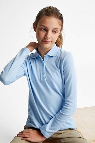 French Toast -girls Long Sleeve Interlock With Picot Collar (Standard & Plus) Polo Shirt, Burgundy, 6 Years US in Saudi Arabia