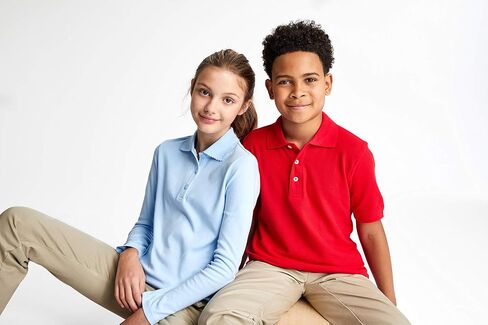 French Toast -girls Long Sleeve Interlock With Picot Collar (Standard & Plus) Polo Shirt, Burgundy, 6 Years US in Saudi Arabia