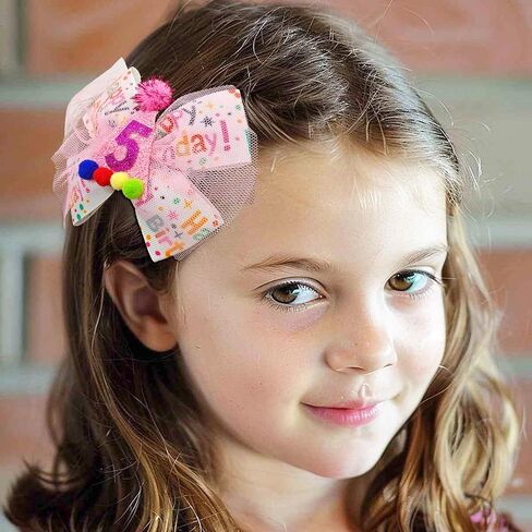 Baby Girls عيد ميلاد وردي قصات الشعر مقطع 2 3 4 5 6 سنوات زخارف تول ، حلويات الآيس كريم الحزب الملحقات الشعر الوردي لعيد الميلاد الثاني in Kuwait