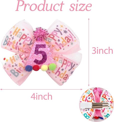 Baby Girls عيد ميلاد وردي قصات الشعر مقطع 2 3 4 5 6 سنوات زخارف تول ، حلويات الآيس كريم الحزب الملحقات الشعر الوردي لعيد الميلاد الثاني in Kuwait