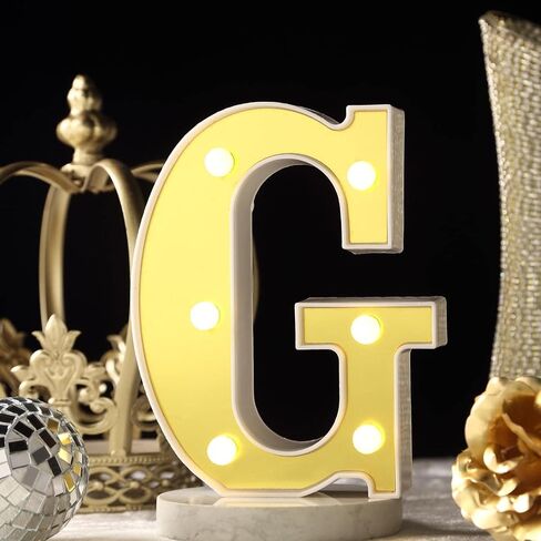 efavormart 6 "3D Gold Marquee Letters 5 LED Light Up Letters Whare White LED Lights - G in Kuwait