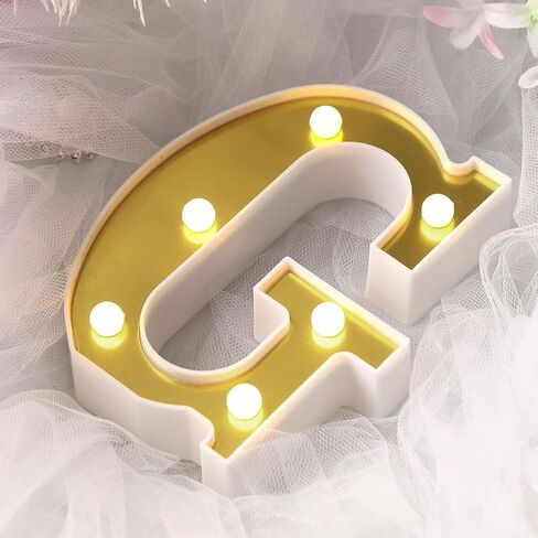 efavormart 6 "3D Gold Marquee Letters 5 LED Light Up Letters Whare White LED Lights - G in Kuwait