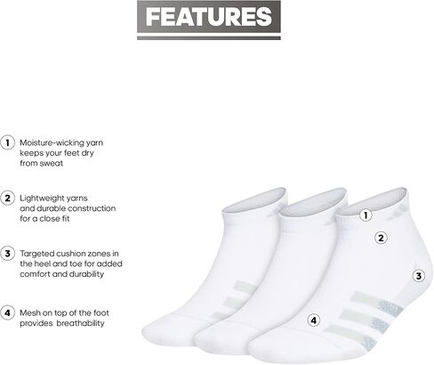 جوارب Adidas الرجالية Superlite Stripe 3 منخفضة القطع (3 أزواج)، أسود/رمادي ليلي/رمادي أونيكس، X-Large in Saudi Arabia
