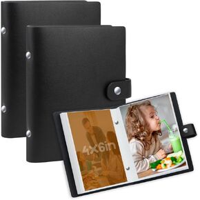 2 Pack Small Photo Albums 4x6 Pictures, Leather Cover Albums, 4x6 Photo Book for 52 Photos Inserted From The Top,Kids 4 x 6 Photos and Family Anniversaries Baby Vacations,Wedding (Black)