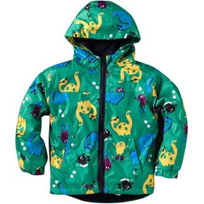 Toddler Baby Girls Waterproof Jacket Floral Printed Hooded Raincoat Windproof Warm Outwear Button Hoodies Outwear