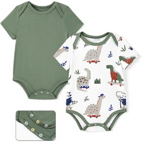 PATPAT Baby Bodysuits Supersoft Bamboo Viscose - Short Sleeve Boys and Girls - Newborn Infant Unisex Clothes - 2 Pack