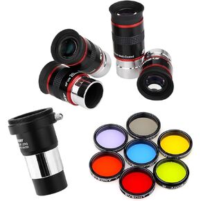 Svbony Telescope Eyepiece FMC Broadband Green Movie ، حزمة مع مرشح القمر 1.25 بوصة مرشح CPL خمسة مرشحات الألوان وعدسة بارلو 2x
