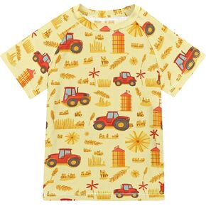 Combine Harvester Tractor Granary Kids Bathing Suits Girls UV Protection Basketball Tshirt Swimwear Beach Tops 3T