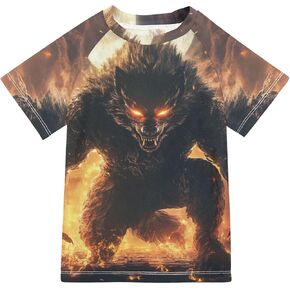 Ferocious Wolf Bathing Suit Girls Short Sleeves Beach Tops Swimwear Beach Tops 3T