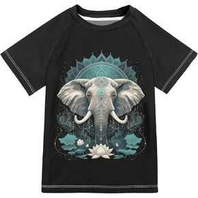 Elephant Flower Girls Bathing Suit Sun Protection Sweatshirt Swimwear Beach Tops 3T