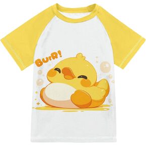 Duck Happy Pattern Kids Bathing Suits Girls UV Protection T Shirts Swimwear Beach Tops 3T