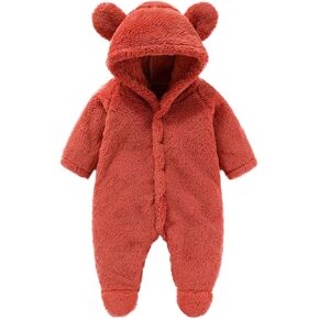 Baby Clothes Unisex Winter Coats Hooded Cute Newborn Infant Jumpsuit Snowsuit Fleece Bodysuits for Toddler Boys Girls